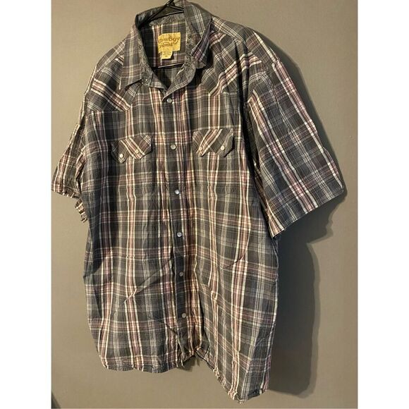 Cowboy Legend Gray/Red Plaid  Button Up Pearl Snap Shirt Size XXL - Picture 2 of 6